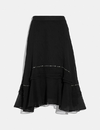 Shop Coach Long Embellished Skirt In Black