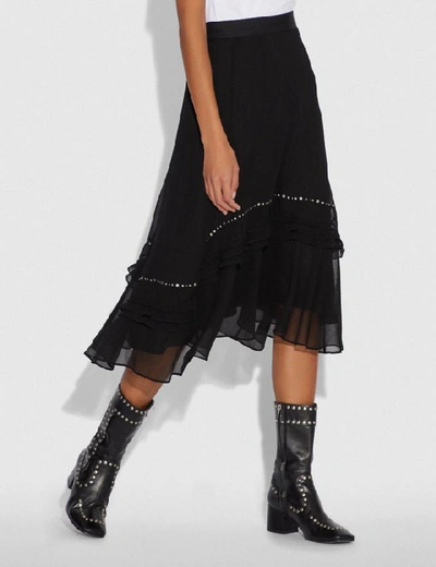 Shop Coach Long Embellished Skirt In Black