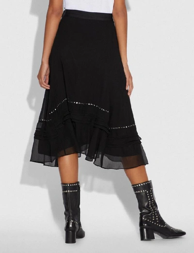 Shop Coach Long Embellished Skirt In Black