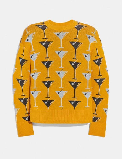 Shop Coach Martini Crewneck Sweater - Women's In Yellow