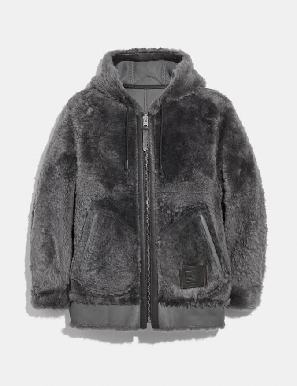 coach shearling hoodie