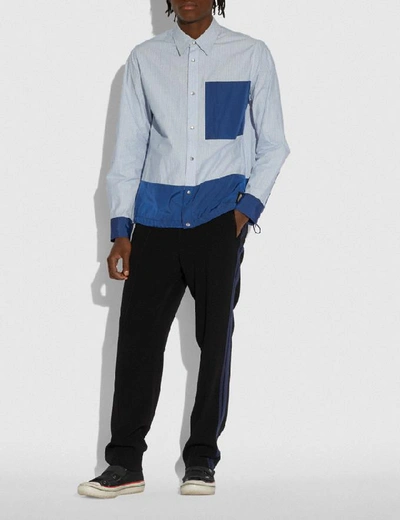 Shop Coach Essential Shirt In Blue Stripe