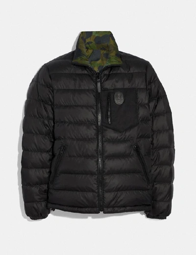 Shop Coach Reversible Puffer Jacket In Black/wild Beast