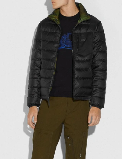 Shop Coach Reversible Puffer Jacket In Black/wild Beast