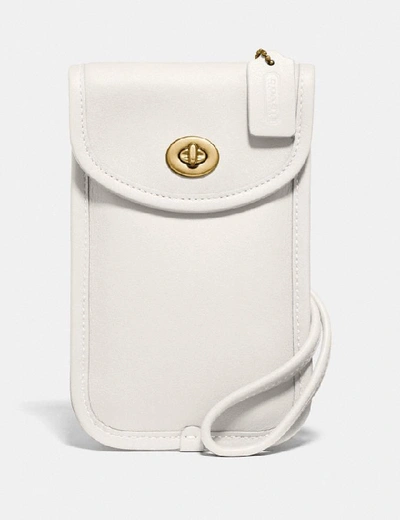 Shop Coach Flat Turnlock Crossbody 12 In Brass/chalk