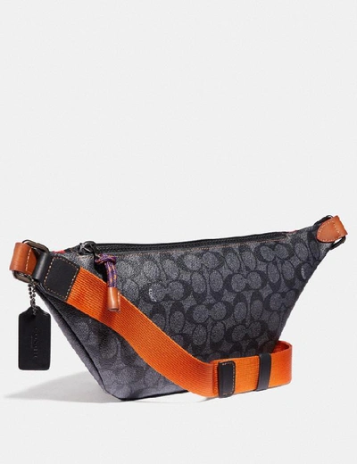 Shop Coach Rivington Belt Bag In Signature Canvas With Print - Men's In Charcoal/black Copper