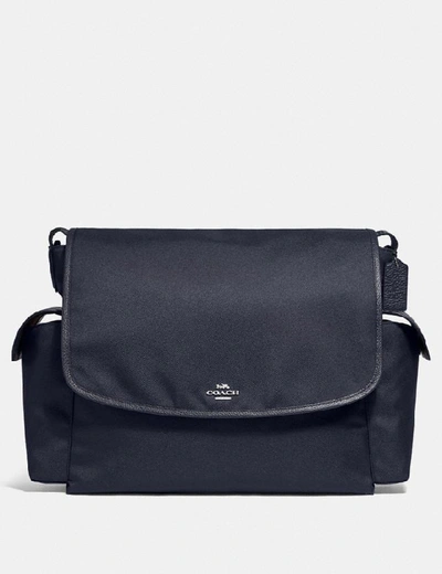 Shop Coach Baby Messenger Bag In Light Antique Nickel/midnight Navy