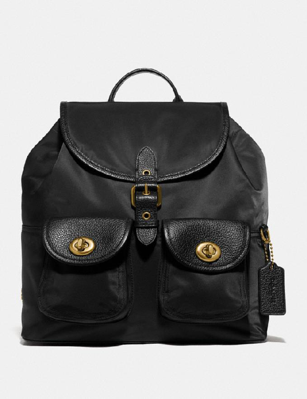 coach black backpack women's