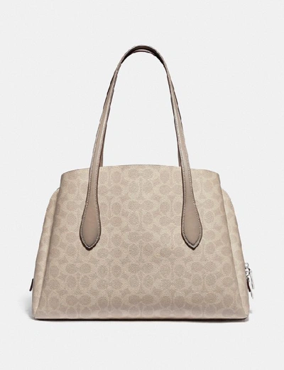 Shop Coach Lora Carryall In Signature Canvas In Light Nickel/sand Taupe