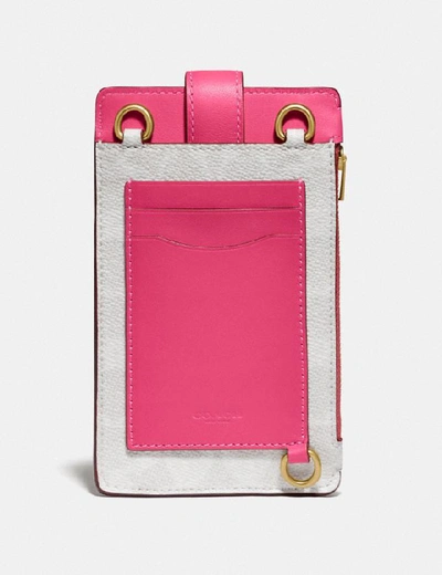 Coach Turnlock Chain Phone Crossbody In Blocked Signature Canvas Women s In B4 chalk Confetti Pink ModeSens