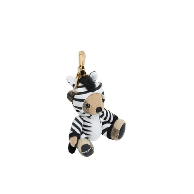 Shop Burberry Thomas Bear Charm In Zebra Costume In Archive Beige