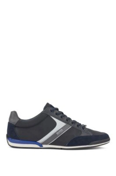 Shop Hugo Boss - Lace Up Hybrid Sneakers With Moisture Wicking Lining - Dark Blue