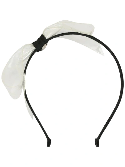 Pre-owned Chanel Bow Detail Headband In Black