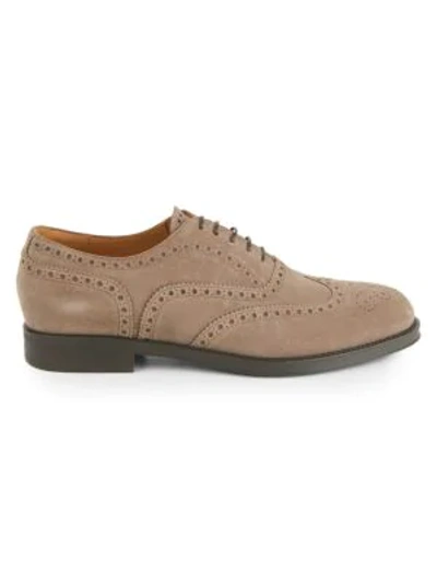 Shop Giorgio Armani Men's Suede Oxford Dress Shoes In Grey