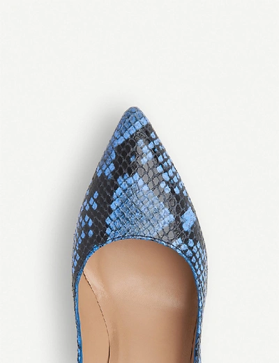 Shop Lk Bennett Fern Snakeskin-embossed Leather Courts In Blu-cobalt