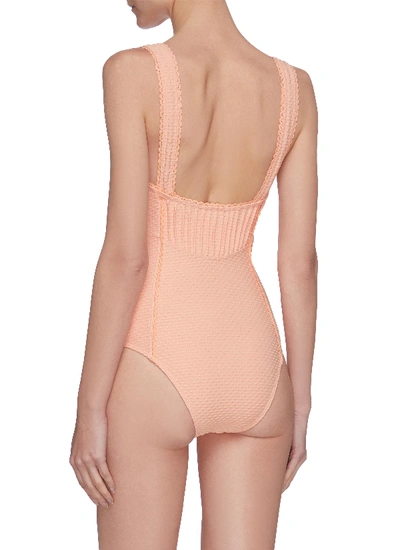 Shop Peony 'apricot' Pintucked One Piece Swimsuit In Pink