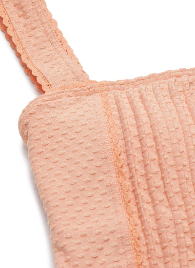 Shop Peony 'apricot' Pintucked One Piece Swimsuit In Pink