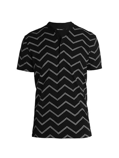 Shop Antony Morato Chevron-print Polo In Black