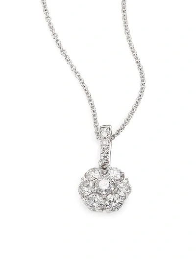 Shop Saks Fifth Avenue 0.70 Tcw Certified Diamond & 18k White Gold Flower Pendant Necklace