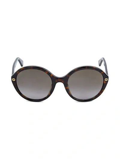 Shop Gucci Core 55mm Round Sunglasses In Dark Havana