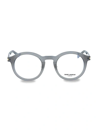 Shop Saint Laurent 49mm Round Optical Glasses In Grey
