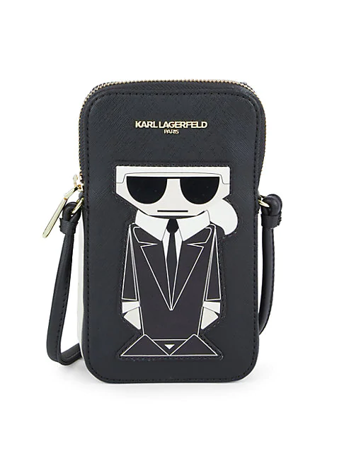 Karl Lagerfeld Maybelle Karl Leather Phone Case In Black | ModeSens
