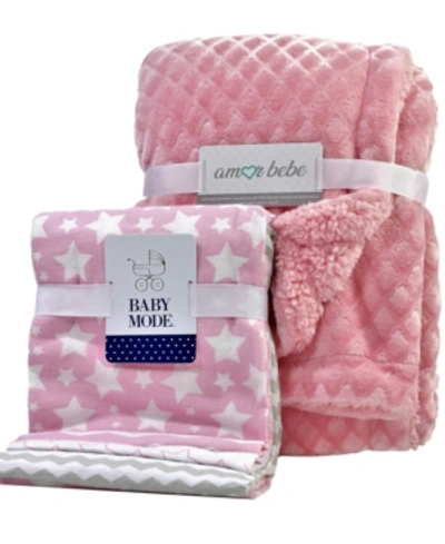 Shop 3stories Baby Girl 5 Piece Blanket Gift Set In Pink