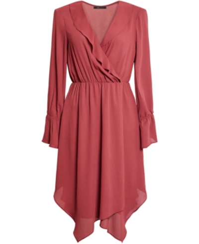 Shop Bcbgmaxazria Ruffled Handkerchief-hem Dress In Burnt Sienna