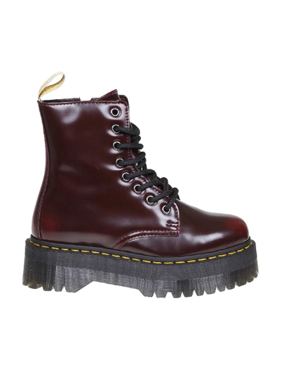 Shop Dr. Martens' Dr. Martens Anfibio Vegan Jadon Ii In Polished Leather Cherry Color In Rosso