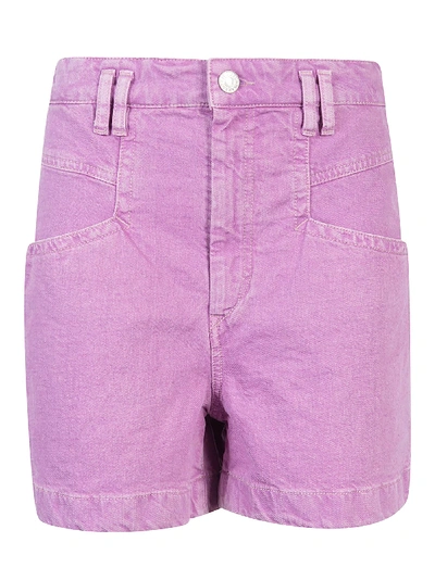 Shop Isabel Marant Denim Rear Patch Shorts In Rosewood