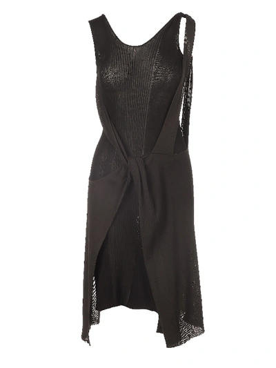 Shop Bottega Veneta Cut Out Knit Dress In Chocolate Black