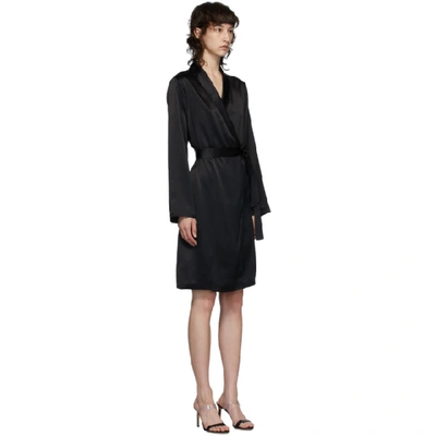 Shop La Perla Black Silk Short Robe In 0002 Nero