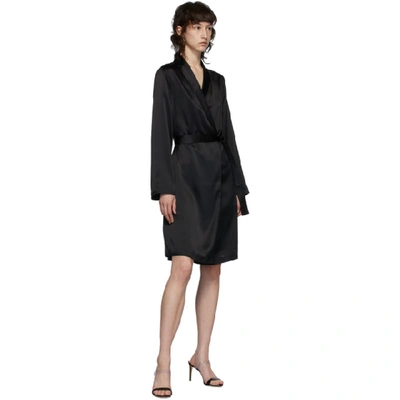 Shop La Perla Black Silk Short Robe In 0002 Nero