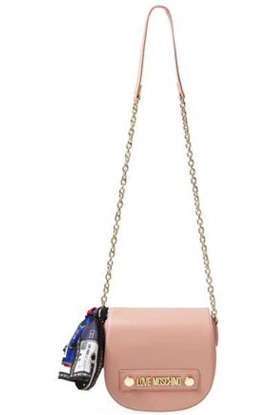 Shop Love Moschino Bow-detailed Faux Leather Shoulder Bag In Blush