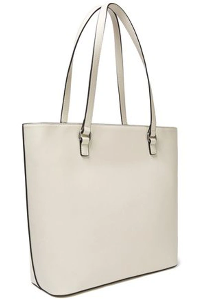 Shop Love Moschino Chain-trimmed Faux Leather Tote In Ivory