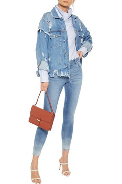 Shop Dl1961 Florence Cropped Faded Mid-rise Skinny Jeans In Mid Denim