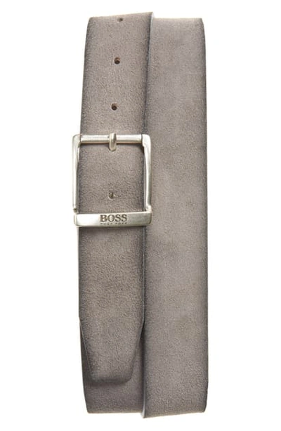 Shop Hugo Boss Joni Suede Belt In Medium Grey