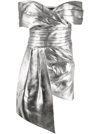 Alexandre Vauthier Off-the-shoulder Gathered Lamé Mini Dress In Silver