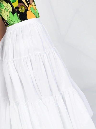 Shop Valentino Tiered Midi Skirt In White