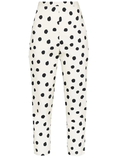 Shop Adriana Degreas Cropped Polka Dot Trousers In White