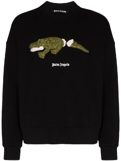 Shop Palm Angels Embroidered Sweatshirt In Black