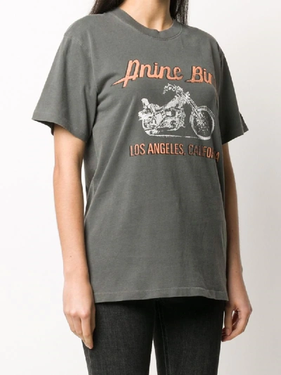 Shop Anine Bing Lili Motorcycle-print T-shirt In Grey