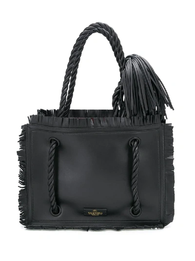 Shop Valentino The Rope Tote Bag In Black