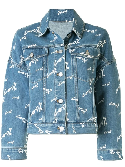 Shop Portspure Text-print Denim Jacket In Blue