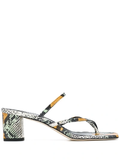 Shop Aeyde Larissa 65mm Snakeskin-effect Sandals In Grey
