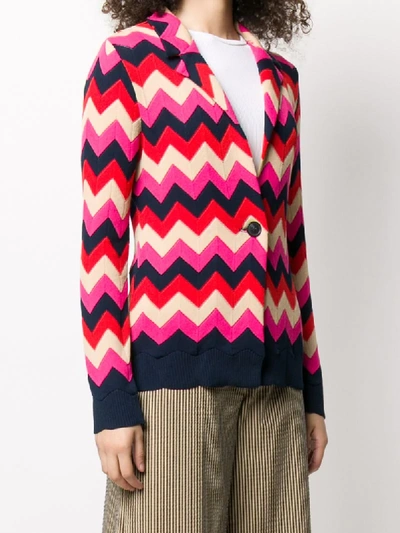 Shop M Missoni Zig-zag Knitted Blazer In Blue