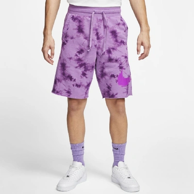Shop Nike Sportswear Men's Tie-dye Shorts In Purple