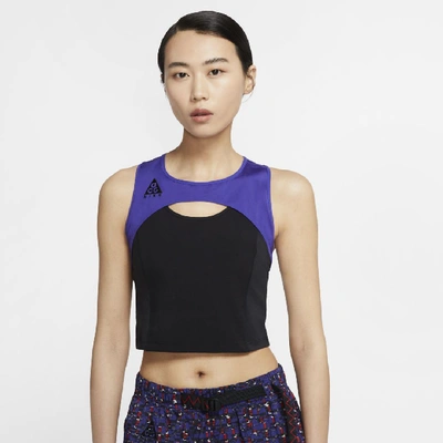 Shop Nike Acg Women's Non-padded Crop Top (fusion Violet) - Clearance Sale In Fusion Violet,black,summit White,black