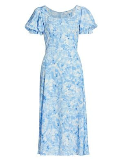 Shop Faithfull The Brand Linnie Midi Dress In Roos Tie Dye Blue