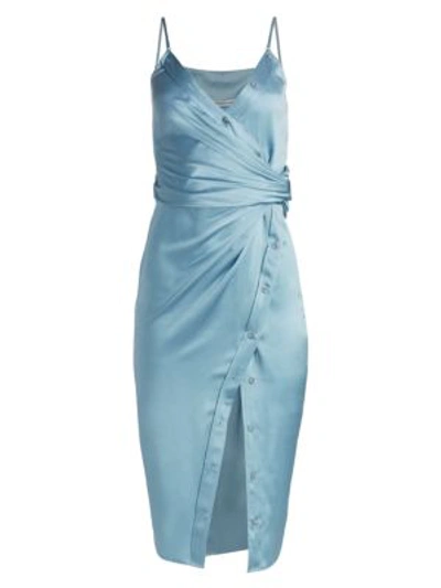 Shop Alexander Wang T Cami Satin Faux Wrap Dress In Slate Blue